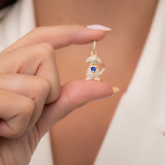 Pingente Cachorro Todo Cravejado