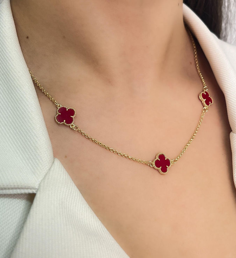 Colar Trevo Vermelho - Três