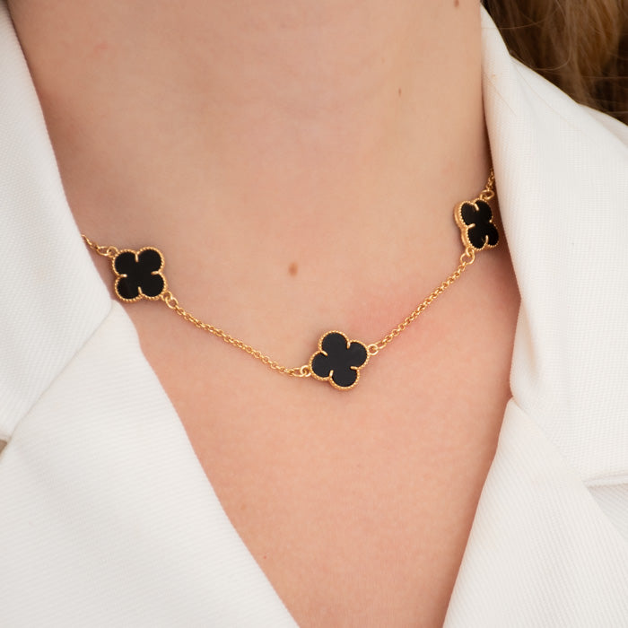 Colar Trevo Preto - Três