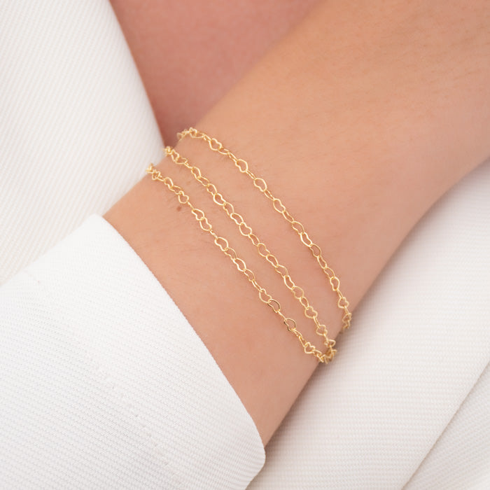 Pulseira Feminina Tripla corrente -  Elos de Coração