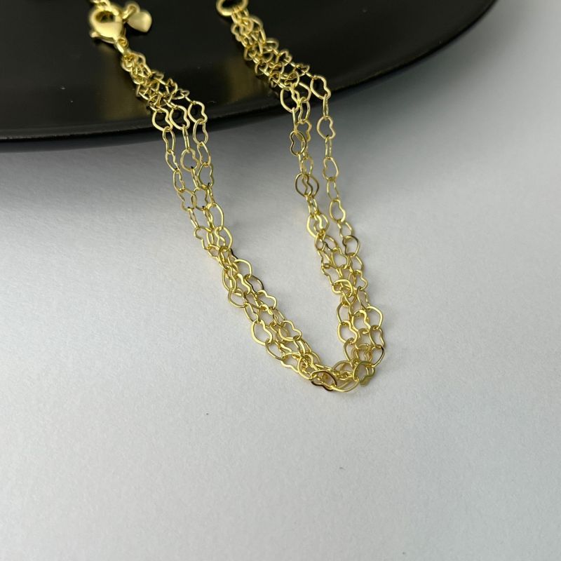 Pulseira Feminina Tripla corrente -  Elos de Coração