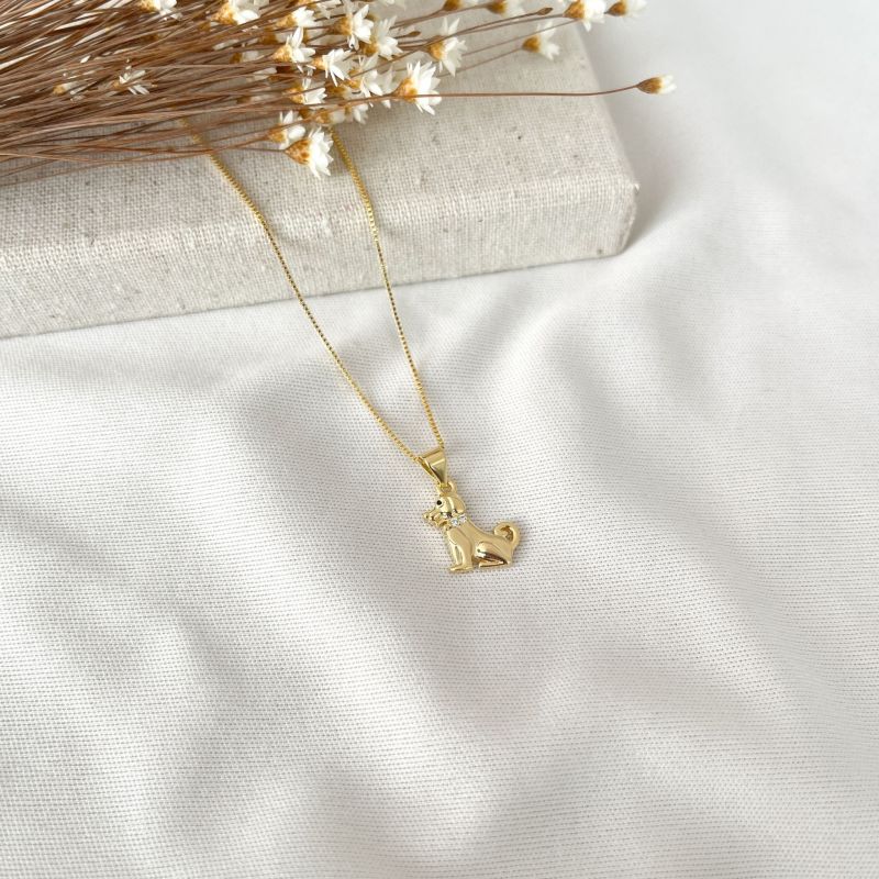 Colar Cachorro com Coleira Zircônia