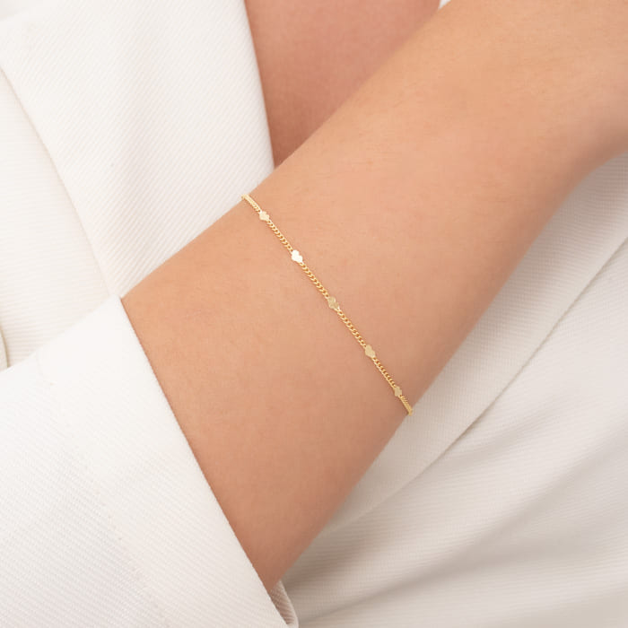 Pulseira Feminina Coração achatado
